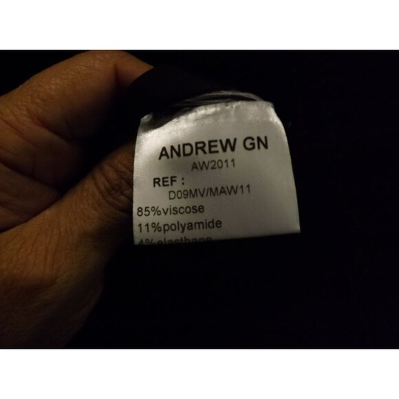 Andrew GN Luxury Fitted Black Long Sleeve Dress Size 46 EU 1416 US Rich Fabric - Picture 15 of 16